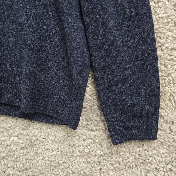 J Crew Sweater Mens Small Blue Lambswool Shawl Collar Knit Long Sleeve Pullover - Picture 2 of 12